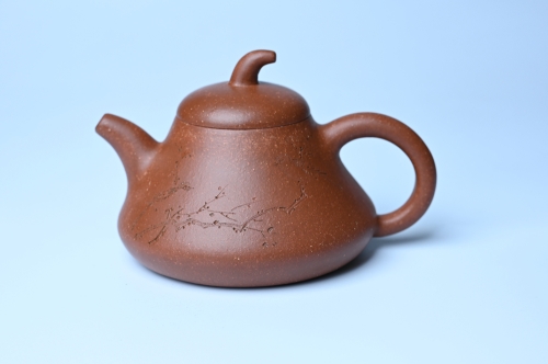 王老师紫砂壶 美壶特惠 潜力股王老师 全手工拍打成型茄瓢壶 装饰枯枝鸟 特文气 原矿降坡泥 - 美壶网