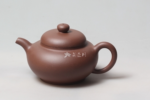 强建红紫砂壶 圆灯  - 美壶网