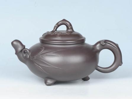 周庚大紫砂壶 三足梅竹  - 美壶网