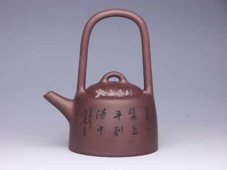 谈言炎紫砂壶 曼生提梁（反）  - 美壶网