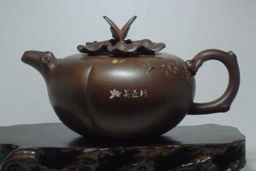 高丽君紫砂壶 彩蝶壶  - 美壶网