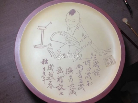 余颖紫砂壶 紫砂挂盘  - 美壶网