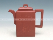 洪美华紫砂壶 砖方壶与画家罗尔纯合作  - 美壶网