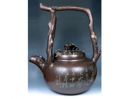 周奇鸣紫砂壶 悲鸿提梁壶  - 美壶网