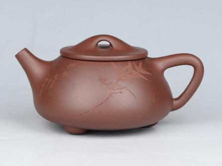 潘雪峰紫砂壶 石瓢 容量：250cc  泥料：紫泥  - 美壶网