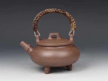 邵文紫砂壶 回纹三足提梁  - 美壶网