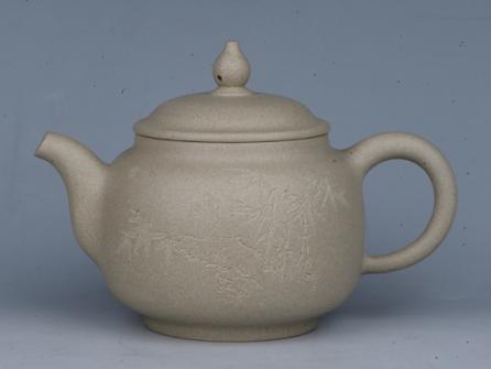 潘雪峰紫砂壶 高灯 容量：200cc  泥料：本山绿泥  - 美壶网