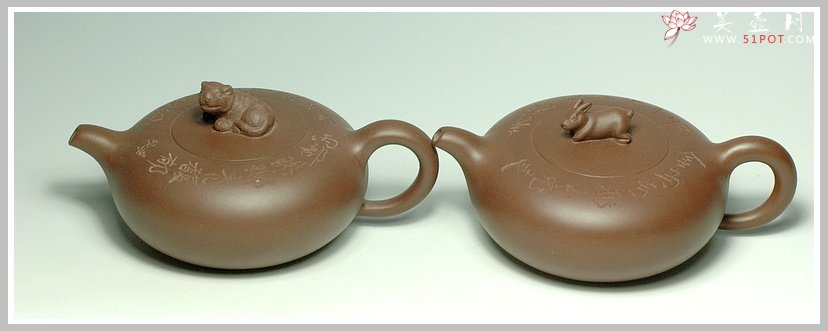 紫砂壶图片：虎跑兔追送寿桃~~ - 美壶网