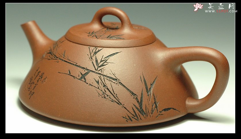 紫砂壶图片：瓢刻竹 - 美壶网