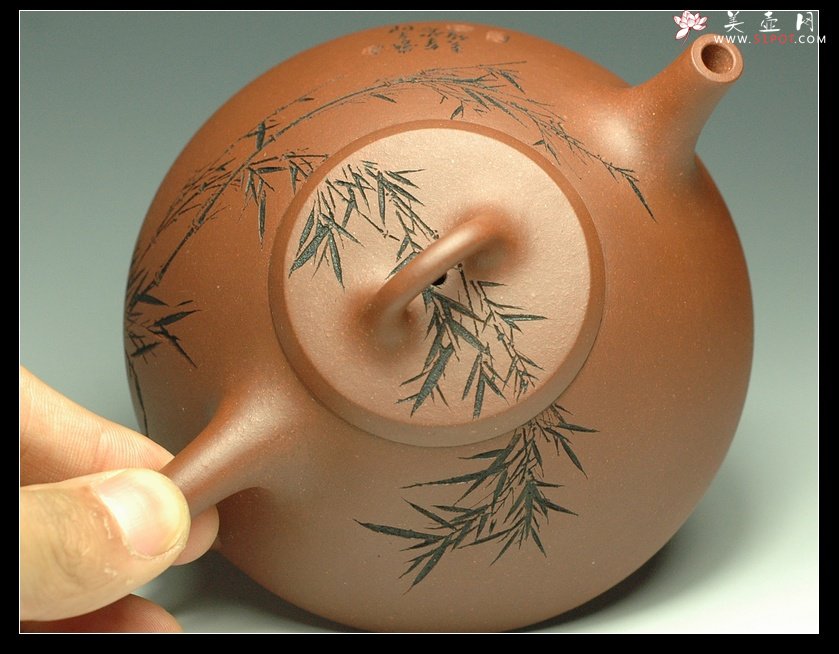 紫砂壶图片：瓢刻竹 - 美壶网