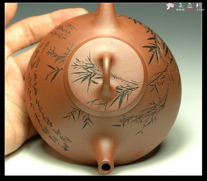 紫砂壶图片：瓢刻竹 - 美壶网