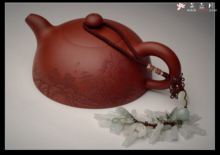 紫砂壶图片：浅浅的细刻，淡淡的友情，细细的品茗 - 美壶网