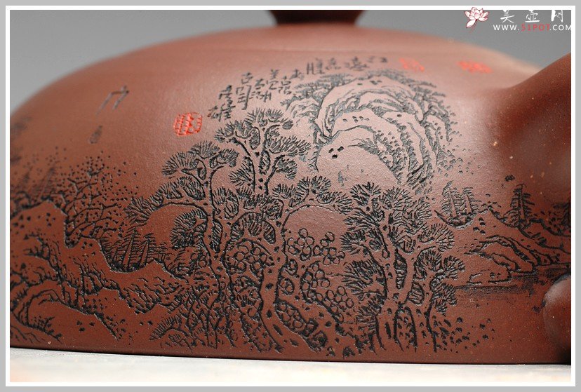 紫砂壶图片：李彦雄的山水怡情  全手半月 - 美壶网