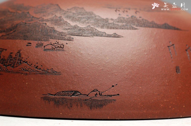 紫砂壶图片：李彦雄的山水怡情  全手半月 - 美壶网