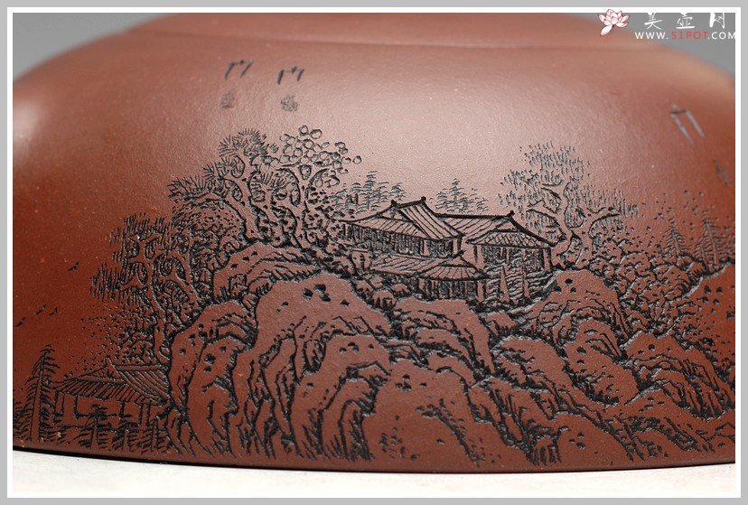 紫砂壶图片：李彦雄的山水怡情  全手半月 - 美壶网