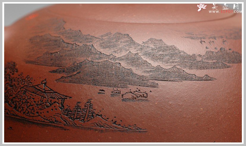 紫砂壶图片：李彦雄的山水怡情  全手半月 - 美壶网