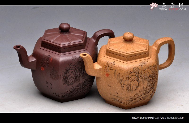 紫砂壶图片：步步高登双飞 祝福元旦快乐 - 美壶网