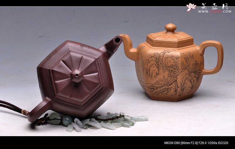 紫砂壶图片：步步高登双飞 祝福元旦快乐 - 美壶网