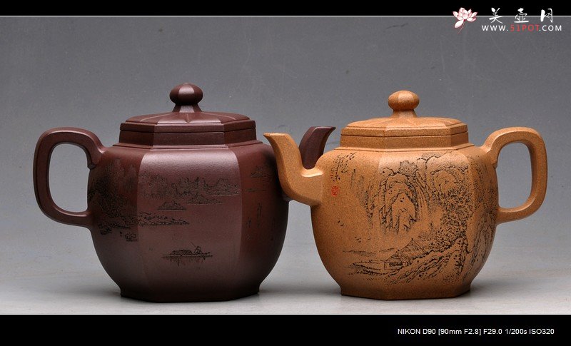 紫砂壶图片：步步高登双飞 祝福元旦快乐 - 美壶网