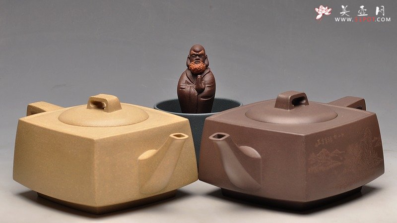 紫砂壶图片：许学军砂四方双飞 欣赏 - 美壶网