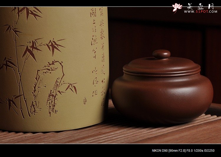 紫砂壶图片：雅致版的茶仓和笔筒 - 美壶网