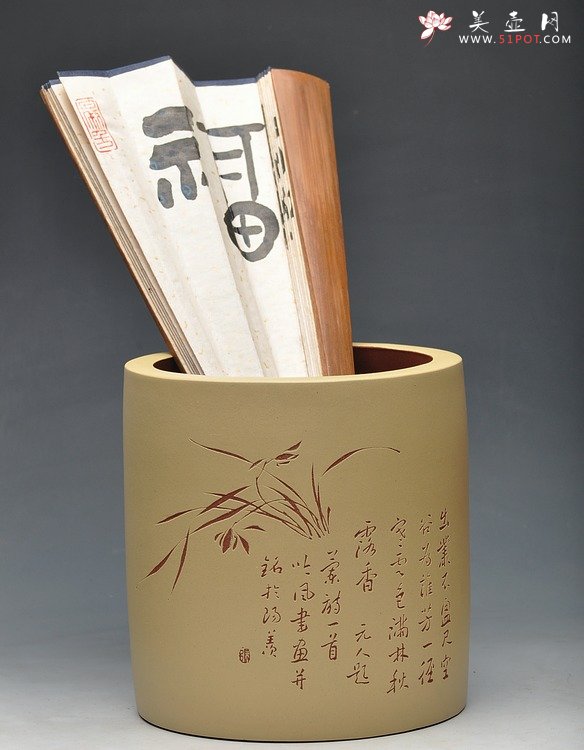 紫砂壶图片：雅致版的茶仓和笔筒 - 美壶网