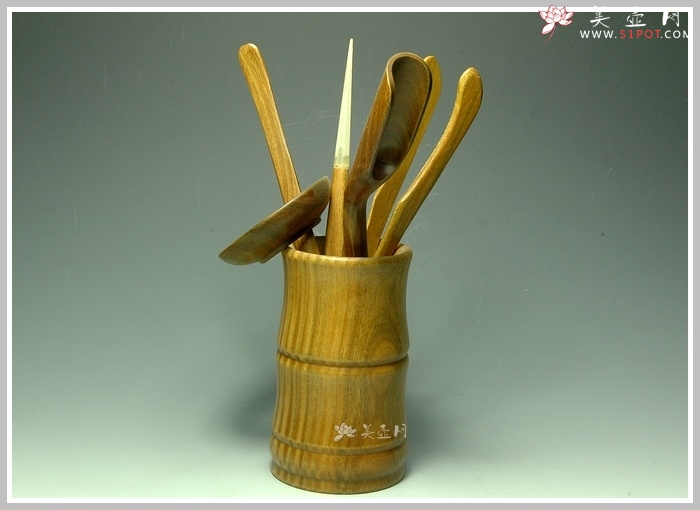 紫砂壶图片：茶道-绿檀木-大 - 美壶网