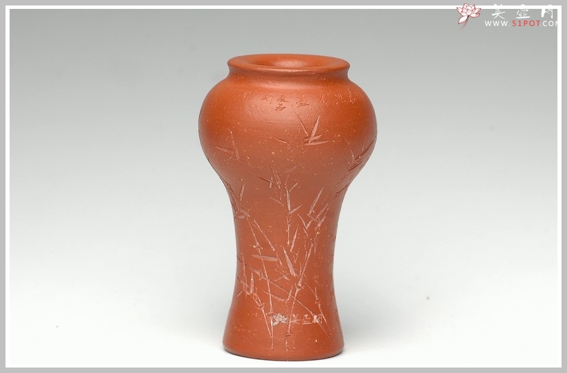 紫砂壶图片：全手清竹一对小花瓶 - 美壶网