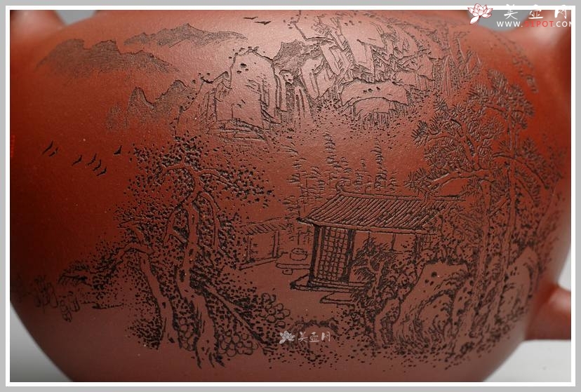 紫砂壶图片：地槽青 树影婆娑 山下斗诗 掇球 一个 - 美壶网