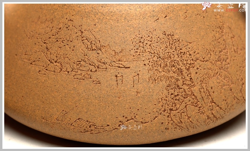 紫砂壶图片：李彦雄装饰山水 福星高照之全手子冶石瓢 骨肉均挺 - 美壶网