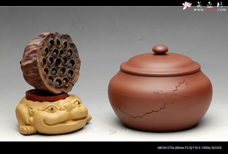 紫砂壶图片：文房雅器 王翔鸟之茶仓 墨陶刻绘 - 美壶网