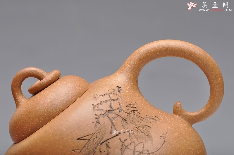 紫砂壶图片：福禄 高葫芦 田园情趣 国助工 - 美壶网