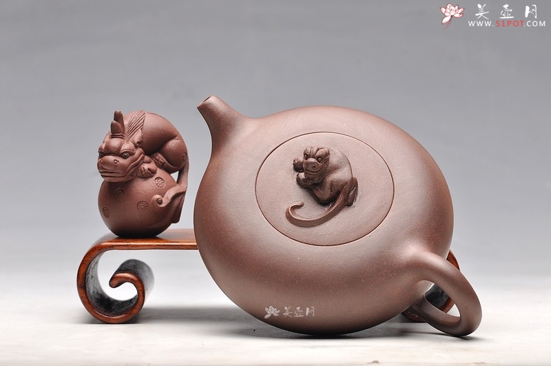 紫砂壶图片：紫泥 线条优美 实用之品  旺龙 - 美壶网