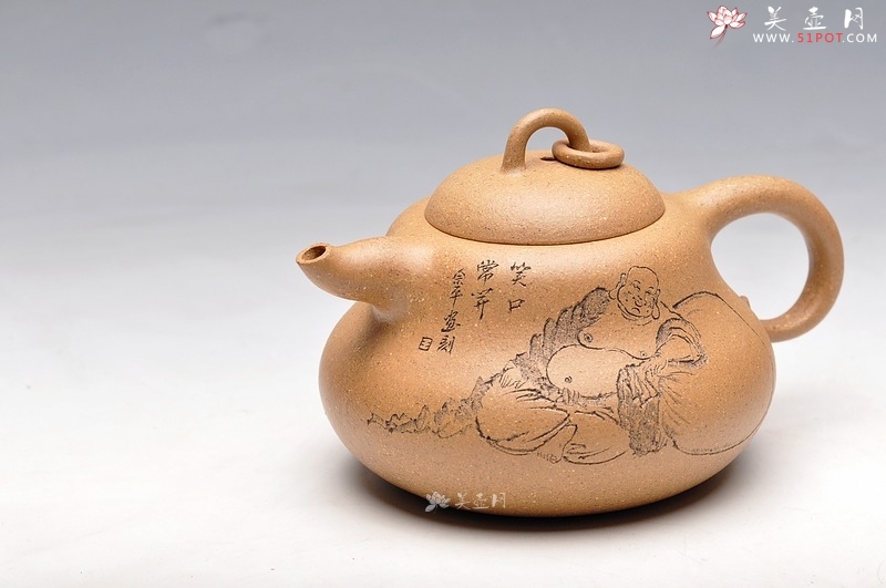 紫砂壶图片：段泥 漂亮优雅 矮葫芦 笑口常开 - 美壶网