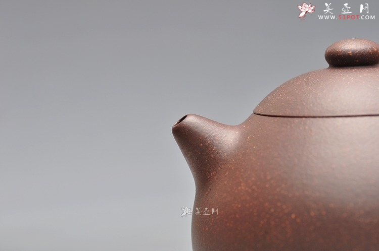 紫砂壶图片：古朴神韵 清雅圆融 全手老味文旦 紫泥调砂 - 美壶网