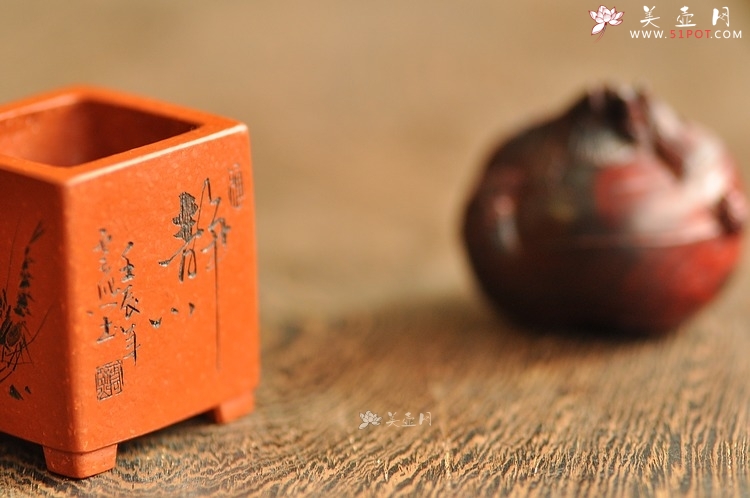紫砂壶图片：朱泥 微型花盆 雅玩 藏品 只供欣赏 - 美壶网