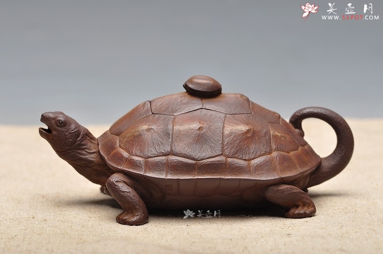 紫砂壶图片：全手工仿生雕塑 孙金立 寿龟  - 美壶网