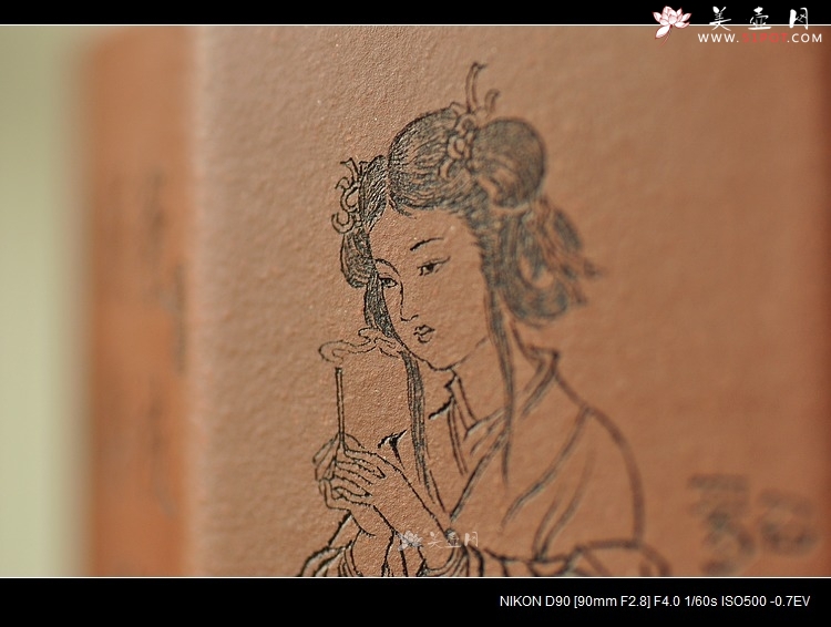 紫砂壶图片：张云熙之八方笔筒 四大美女 已收藏，只供欣赏 - 美壶网