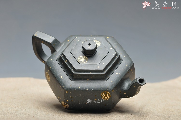 紫砂壶图片：墨绿泥 满金福 器形优雅 泥色别致 全手中雪华 - 美壶网