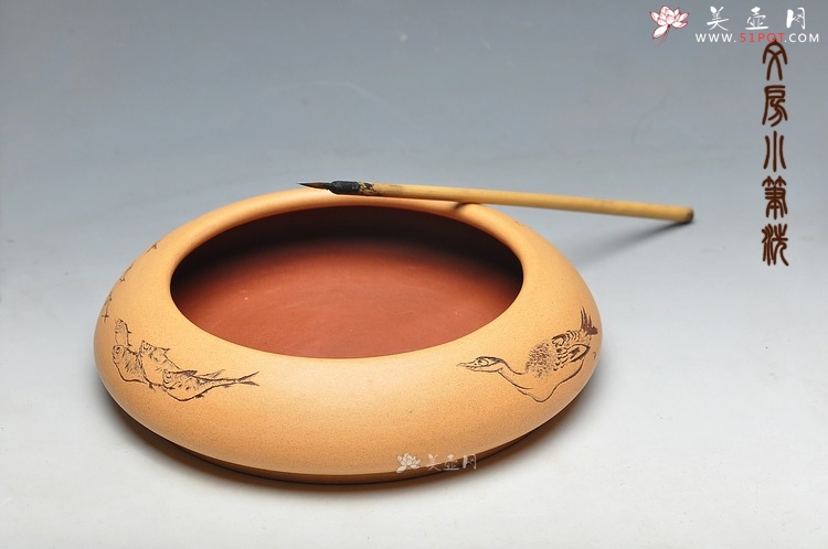 紫砂壶图片：文房雅玩 清雅老味 笔洗 - 美壶网