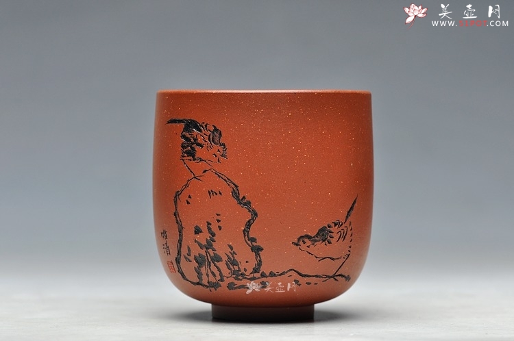 紫砂壶图片：八大风格之 高温小红泥圆亭杯 降坡泥斗笠杯 - 美壶网