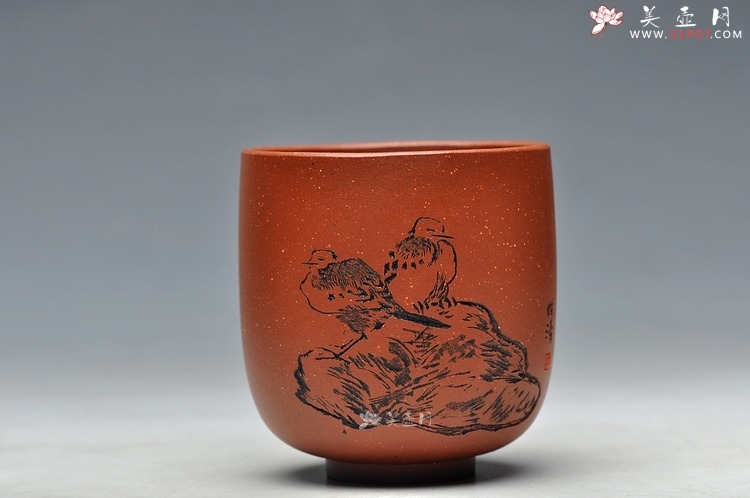 紫砂壶图片：八大风格之 高温小红泥圆亭杯 降坡泥斗笠杯 - 美壶网