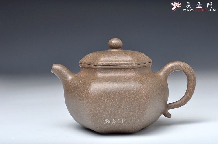 紫砂壶图片：青段 全手六角莲子 筋囊佳作 素雅清韵 - 美壶网