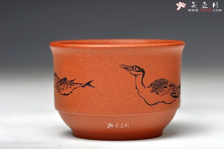 紫砂壶图片：田园情趣 对杯 1大1小 降坡泥 - 美壶网