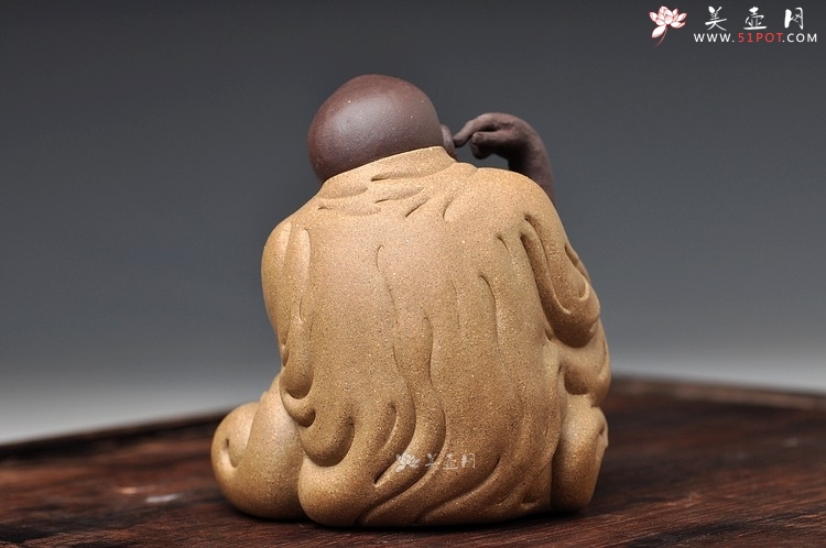 紫砂壶图片：十八罗汉之长眉罗汉和掏耳罗汉 神态细腻传神 茶宠 - 美壶网
