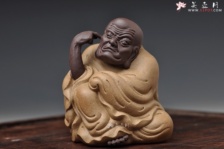 紫砂壶图片：十八罗汉之长眉罗汉和掏耳罗汉 神态细腻传神 茶宠 - 美壶网