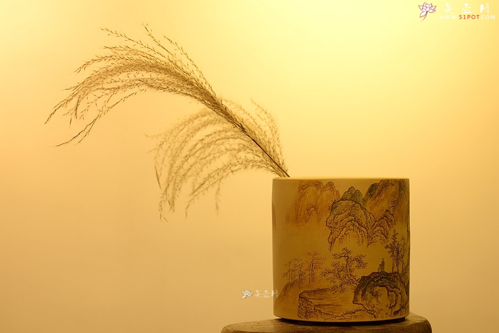 紫砂壶图片：古法装饰 古灵静雅 山水大笔筒 不接受定做o(∩_∩)o  - 美壶网