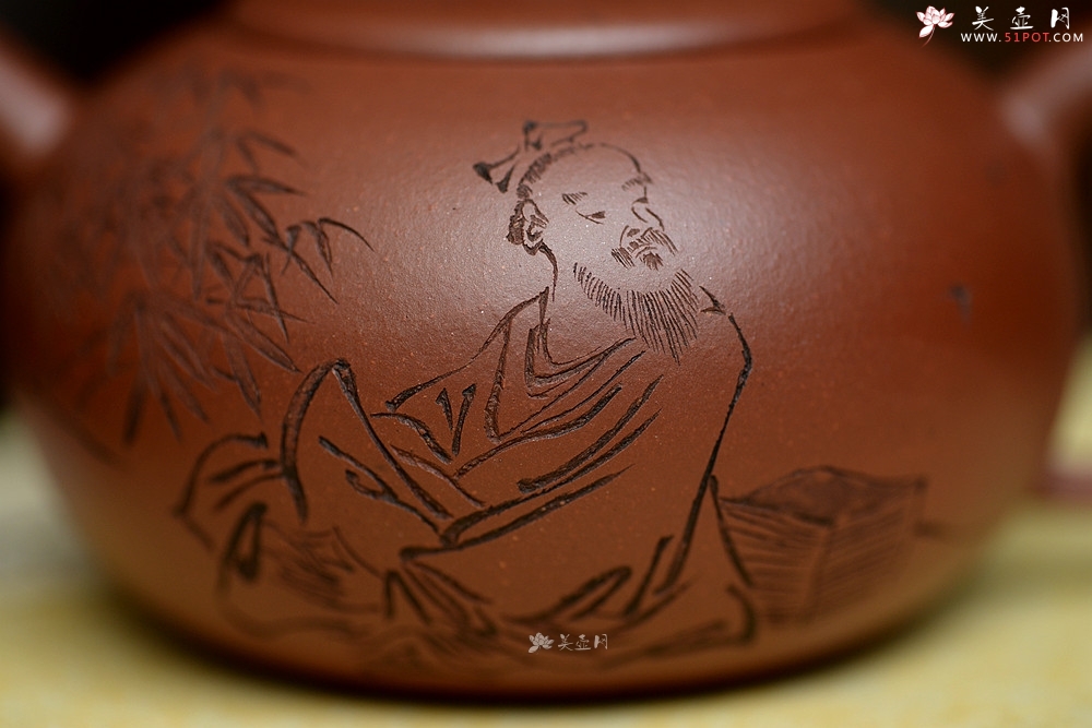 紫砂壶图片：詹黎明全手 浑厚圆润 高路精心装饰 球孔 做工精致 福圆 - 美壶网