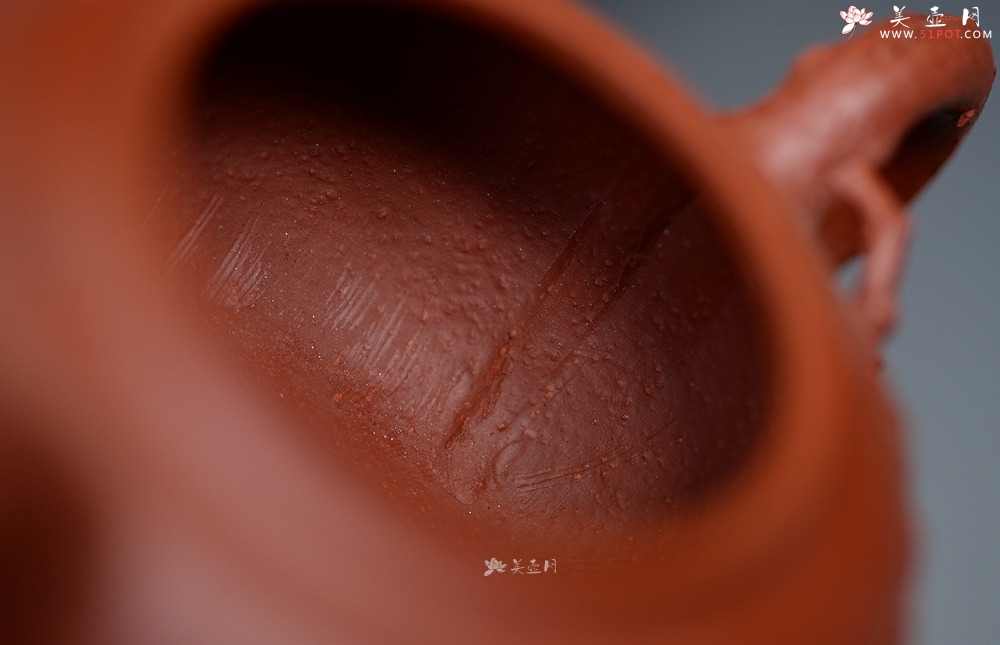 紫砂壶图片：蔡一强新品  实用花货 以松针装饰生动  朱泥 全手松韵壶 - 美壶网