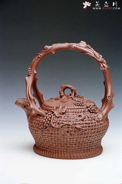 紫砂壶图片：盈筐提梁壶 - 美壶网